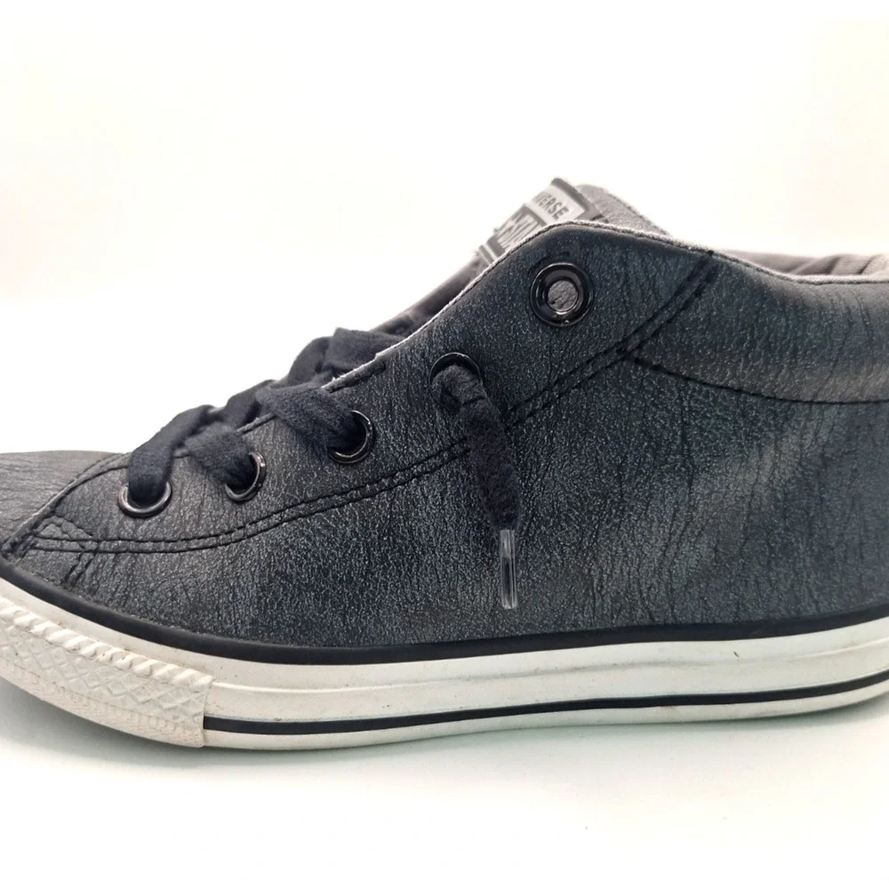 Converse Chuck Taylor All Star Junior 4 Charcoal Gray Leather Mid Top Shoes